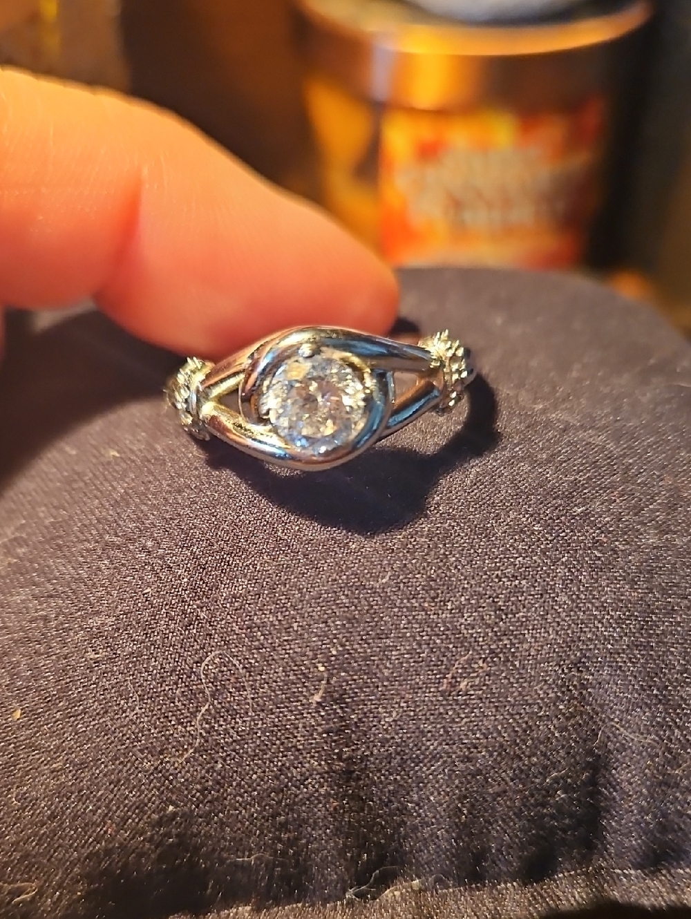 Avon Silver-Tone Ring with Clear Crystal Solitaire